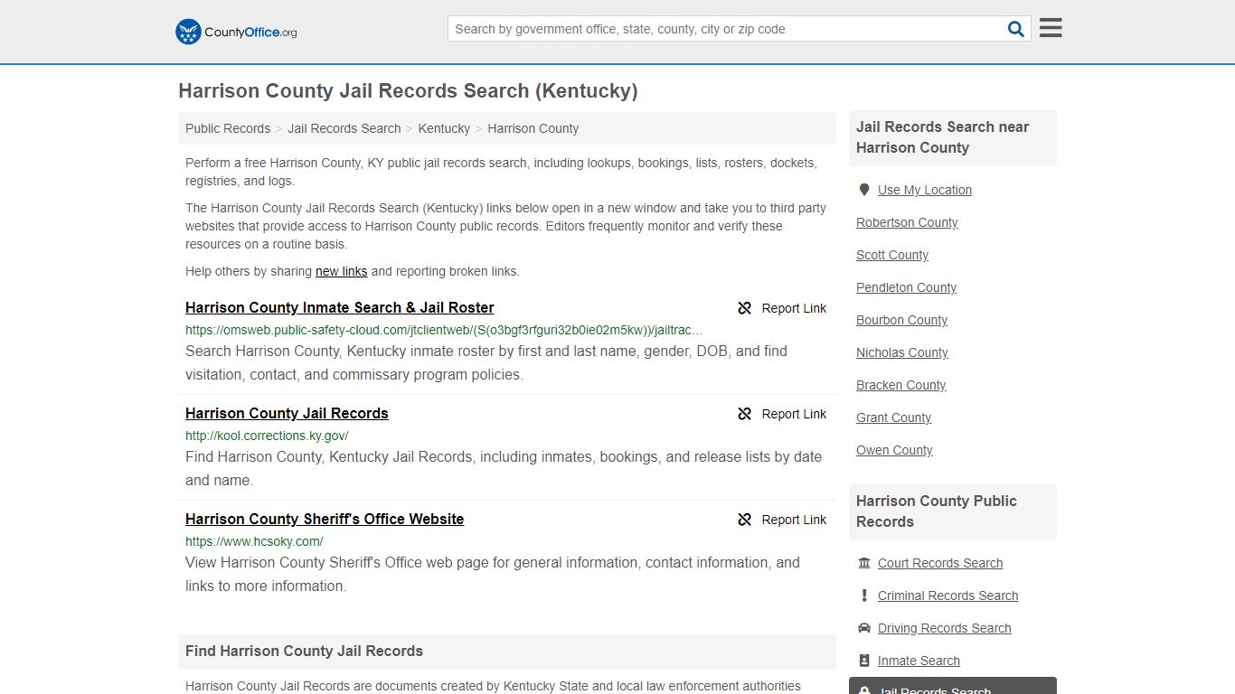 Jail Records Search - Harrison County, KY (Jail Rosters & Records)